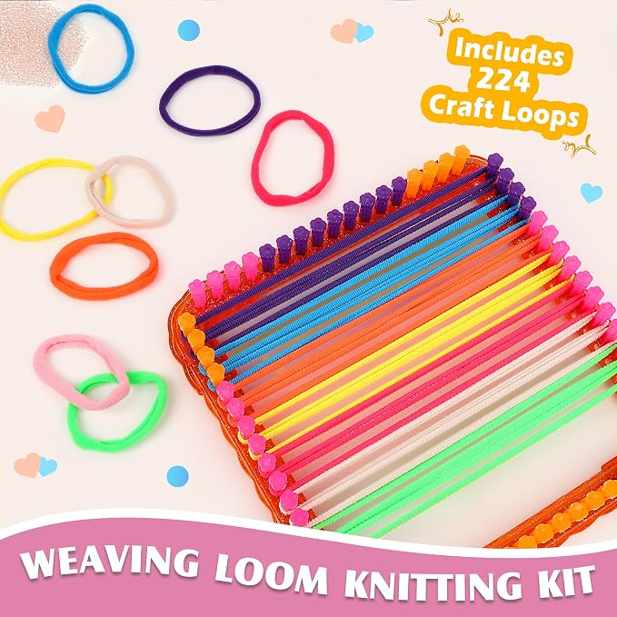 QXHOL 224 PCS Loom Loops Refill for Kids - Elastic Strings Toys for Potholder Weaving Loom Knitting Kits, DIY Craft Supplies Gift for Girls and Boys Ages 6-12