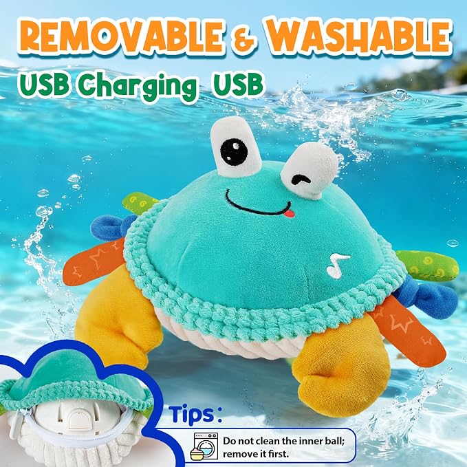 Baby Toys for 12 18 Months - Musical Crawling Dancing Bouncing Learning Crab Plush Toy - Infant Tummy Time Sensory Toys for Toddlers 1-3 Year Old Boys & Girls Easter Christmas Birthday Gifts