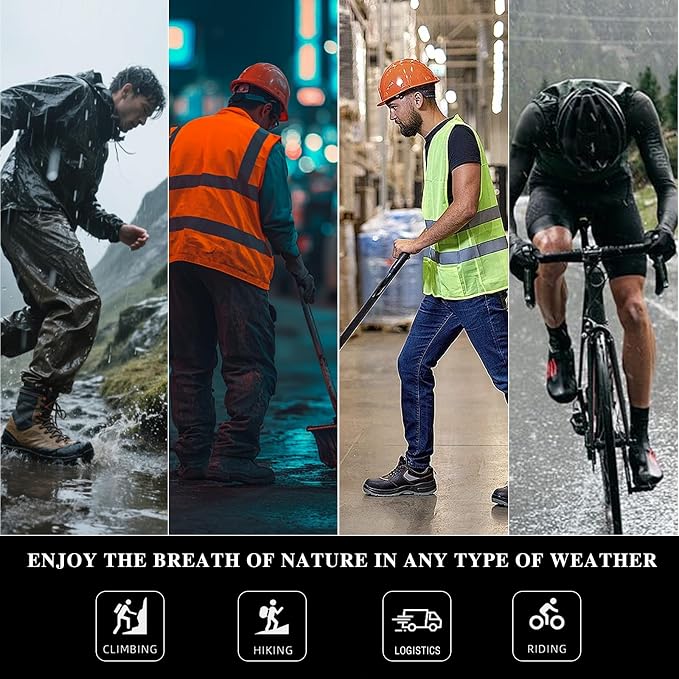 Men's Hi Vis Safety Rain Jacket Reflective Rain Suits For Men Waterproof Breathable Lining Oxford Fabric Work Wear