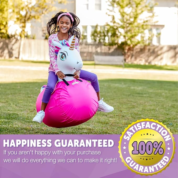 Waddle Large Inflatable Bouncy Hopper - Ride On, Indoor, Outdoor Toys, Bouncy Horse, Toys for Girls and Boys, Durable, Unicorn Toys for Girls, Kids, Adult Toys, Up to 250lbs, Ages 5 and Up (Unicorn)