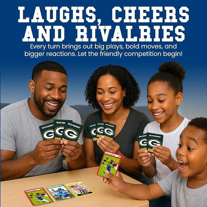 Blitz Champz Green Bay Packers – Official NFL Playing Cards & Green Bay Packers Gifts for Men & Women, Fun Travel Card Games for Adults & Kids Ages 7+, Camping Games for Friends & Family Game Night