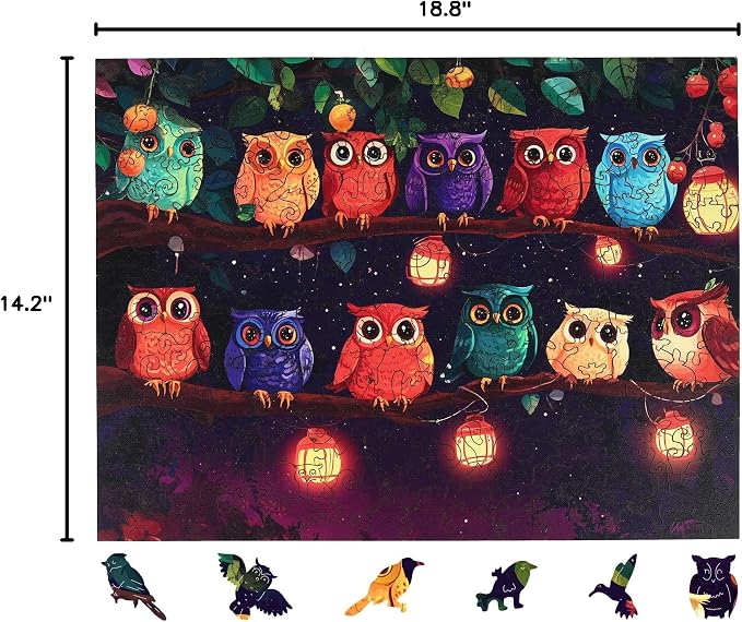 Ixfyloop Owl Puzzles Wooden Puzzles for Adults for Adults, Wood Puzzles Adult Wooden Jigsaw Puzzles for Adults, Irregular Unique Shaped, Wood Puzzles for Adults Wooden Gift 500PCS 14.2x18.8 inch
