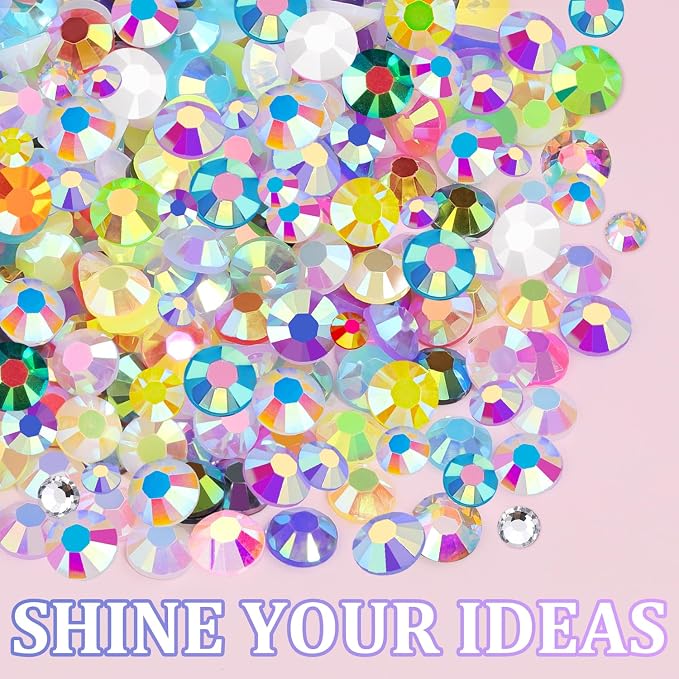 2 Boxes Jelly Rhinestones for Bedazzling, 40000Pcs 3/4/5mm Multicolor Flatback Resin Gems for Crafting, Bedazzler Kit with Tweezer for DIY Crafts Tumblers Shoes Fabric Decor Nail Art