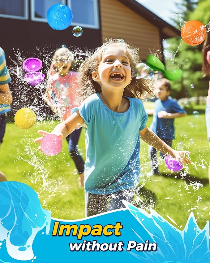 12Pcs Reusable Water Bomb balloons, Summer Toy Water Toy for Boys and Girls, Pool Beach Toys for Kids ages 3-12, Outdoor Activities Water Games Toys Self Sealing Water Splash Ball for Fun