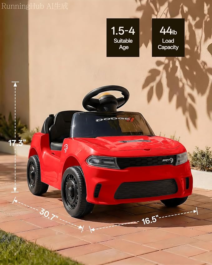 Licensed Dodge Electric Ride on Car for Toddlers Aged 1-3 w/Music & Horn