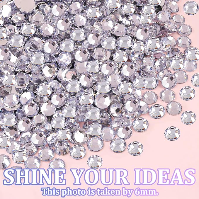 25000Pcs Resin Rhinestones for Crafting, Clear 2-6mm Mixed Sizes Non Hotfix Flatback Gems with 1Pcs Glue, Bedazzling Crystal for DIY Craft Clothing Mugs Tumblers Shoes Fabric Decor Nail Art