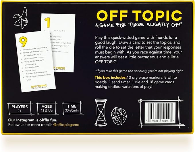 OFF TOPIC Party Game for Adults - Fun Adult Board Games for Groups of 2-8 Players - Hilarious Game Night Card Game for Friends, Family & More