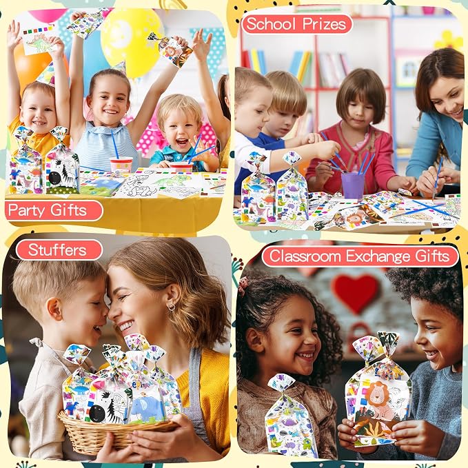 Rotu Party Favors for Kids 4-8, 15 Pack Goodie Bags Stuffers for Kids Paint with Water Coloring Books for Ages 8-12 Watercolor Painting Set Birthday Gifts Classroom Prizes, 106Pcs