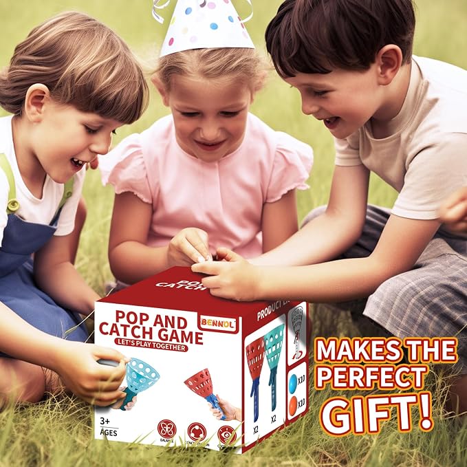 Bennol Outdoor Game Toys for Kids Boys with 20 Balls Pop Pass Catch Ball Game Outside Toys Gifts for 3 4 5 6 7 8+ Year Old Teens, Outside Outdoor Play Gifts for Kids Boys Ages 3-5 4-8
