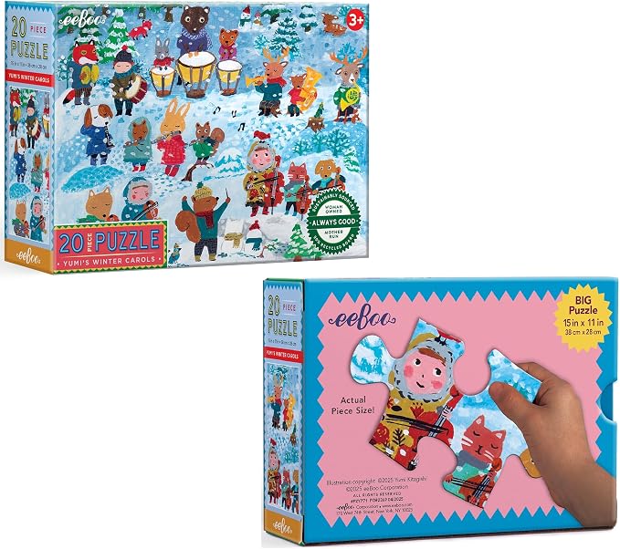 eeBoo 20 Piece Giant Floor Puzzle - Yumi's Winter Carols Children's Puzzle Holiday Themed, Large Pieces for Small Hands to Develop Motor Skills