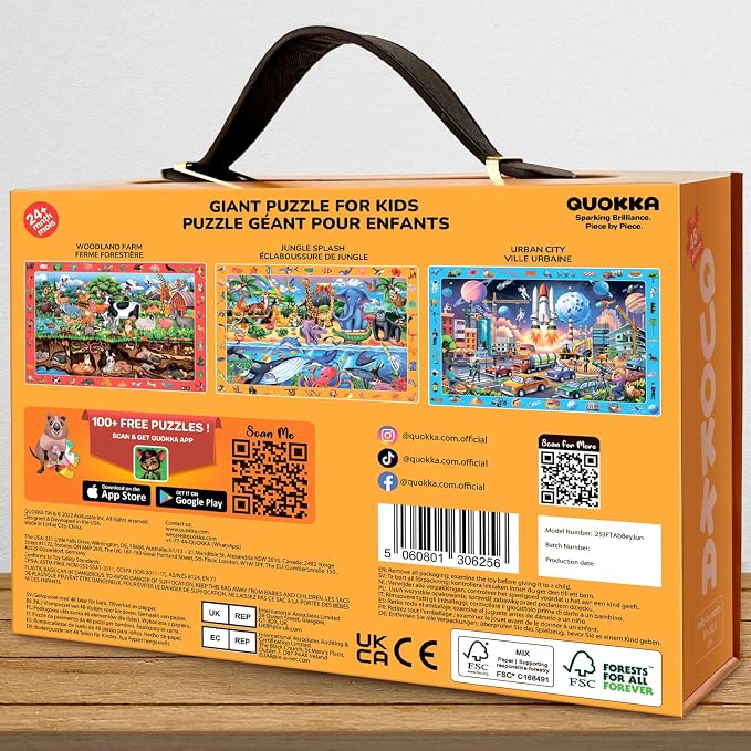 QUOKKA Giant Floor Puzzles for Kids Ages 4-6 – 2x3 Ft Search and Find Jumbo Jigsaw Puzzles for Kids Ages 3-5 – 48 Above and Beyond Africa Animals Scene for 4-8 yo – Toy with Gift Box for Toddlers