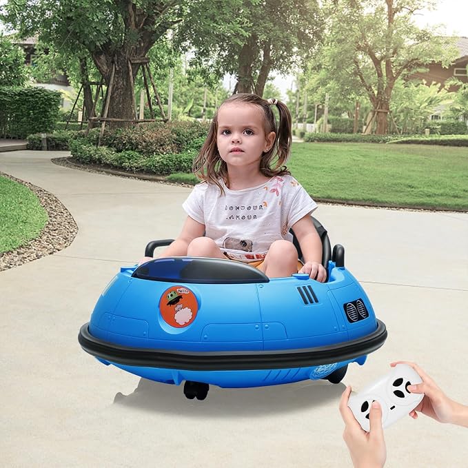Garvee 12V Kids Ride On Bumper Car with Parental Remote Control, 360° Spin Electric Toddler Bumping Car, LED Lights, Safety Belt & Music, Ride On Cars for 18 Months+ Toddlers
