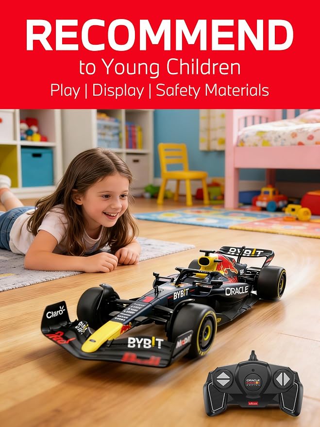 RASTAR 94700 1/12 RC Car RedBull F1 Racing Model with DIY Decals | Officially Licensed, Ideal Gift, Working Lights, Independent Suspension, Collectible Formula 1 Model Car for Play & Display