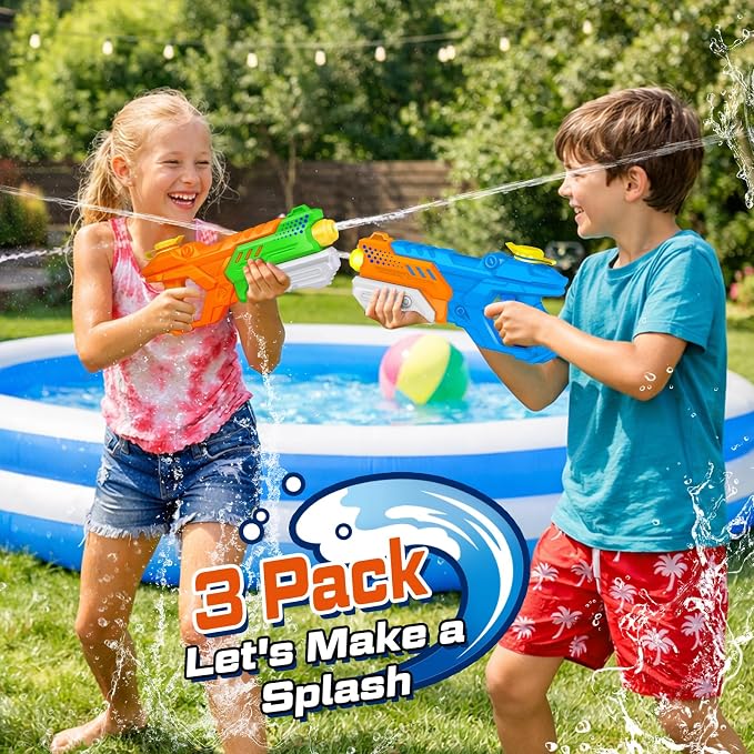 Quanquer 600CC Water Guns for Kids Adults - 3 Pack Super Squirt Water Toy Gun High Capacity Long Shooting Range Soaker Blaster for Swimming Pool Beach Outdoor Fighting Party