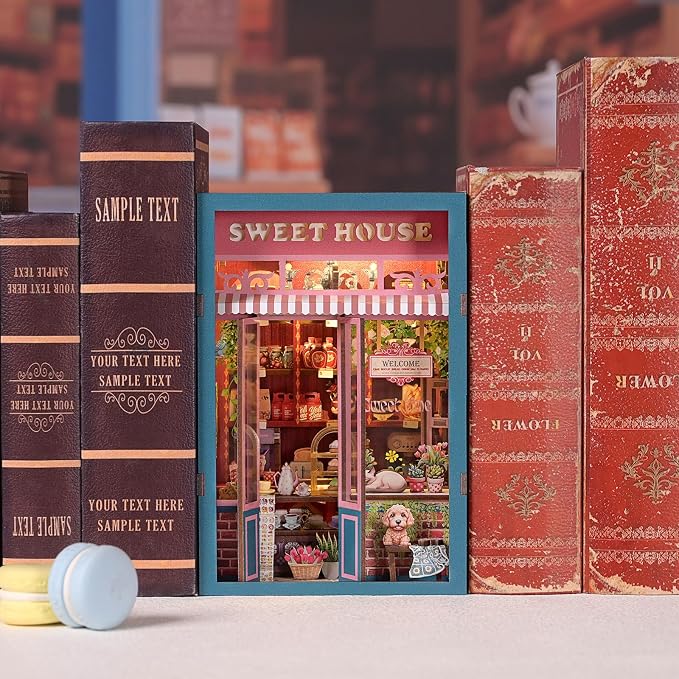 TOYQI Book Nook Kit, DIY Miniature Dollhouse Kit for Adults and Teens | Booknook Tiny House Kit Bookshelf Decoration 3D Wooden Puzzle Bookend