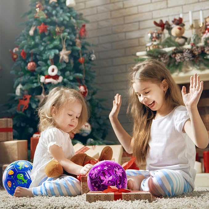 INPODAK Soccer Ball Size 3 Size 2 for Toddlers Kids 1-3 3-8, 1 or 2 Pack Cartoon Small Dinosaur Unicorn Soccer Ball Gifts for Girls Boys, Indoor Outdoor Sports Play Toys Birthday Gifts with Pump
