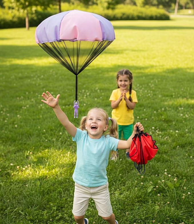 Yeeeasy Tangle-Free Parachute Toys for Kids - Outdoor Flying Game for Boys Girls Age 3-12 - Rip-Stop Hand Throw Army Men Action Figures - STEM Science Gift & Stocking Stuffers - Girls 4Pcs