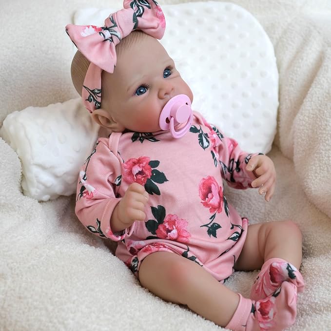 FOCKOF Realistic Reborn Baby Dolls - 18 Inch Real Life Baby Doll Girl Lifelike with Accessories for 3+ Years Old (Red)