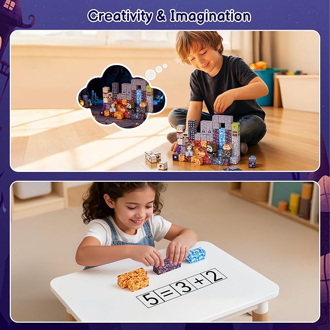 100PCS Magnetic Blocks, Magnetic Building Blocks Cubes Tiles, STEM Educational Stacking Magnets School Game Toys for Kid Ages 3 4 5 6 7 8 9 10 11 Birthday Party Supplies Gifts for Boys and Girls