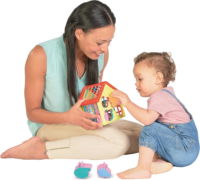 TOMY Toomies Grow with Peppa Pig - Peppa’s Activity House - Kids’ Activity Center with Sensory Shape Sorting and Color Matching Games - Includes 4 Peppa Pig Family Textured Blocks - 18 Months and Up