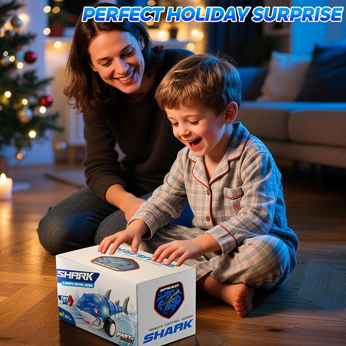 Remote Control Shark Car Toys, RC Shark Truck Car Toys with LED Lights, Remote Control Shark Truck All Terrain RC Car for Indoor Outdoor, Perfect Shark Toys Gifts For Kids Boys Girls Ages 3 4 5 6 7 8