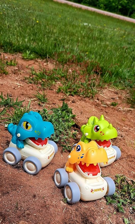 MOONTOY Baby Car Dinosaur Toys for 3 4 5 6 7 8 Year Old Boy Press and Go Cars for Toddlers 3+, Push Go Dino Cars Toddler Toys Baby Toys Easter Basket Stuffers 1st Birthday Gifts