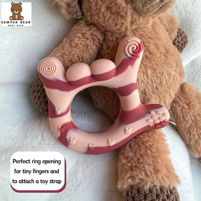 Silicone Hand Teether | I Love You Teethers for Babies 3-6 Months | BPA-Free Teething Toy | Soft Teething Toys 6-12 Months | Massaging Teething Relief - Gift for Babies 0-12 Months (Red)
