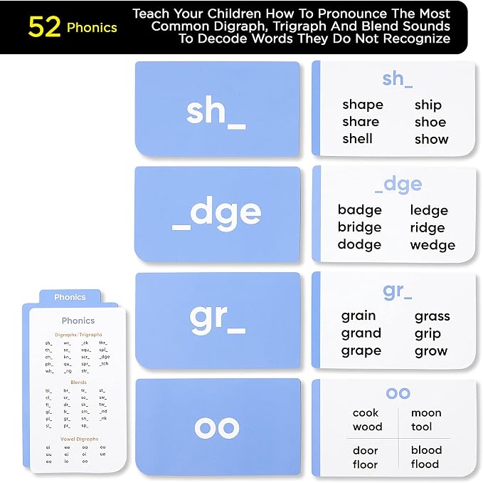 Award-Winning Learn to Read Flash Cards – 652 Sight Words & Phonics for Preschool to 3rd Grade – CVC Words, Blends, Vowel Sounds, Dolch & Fry High Frequency Words + Games