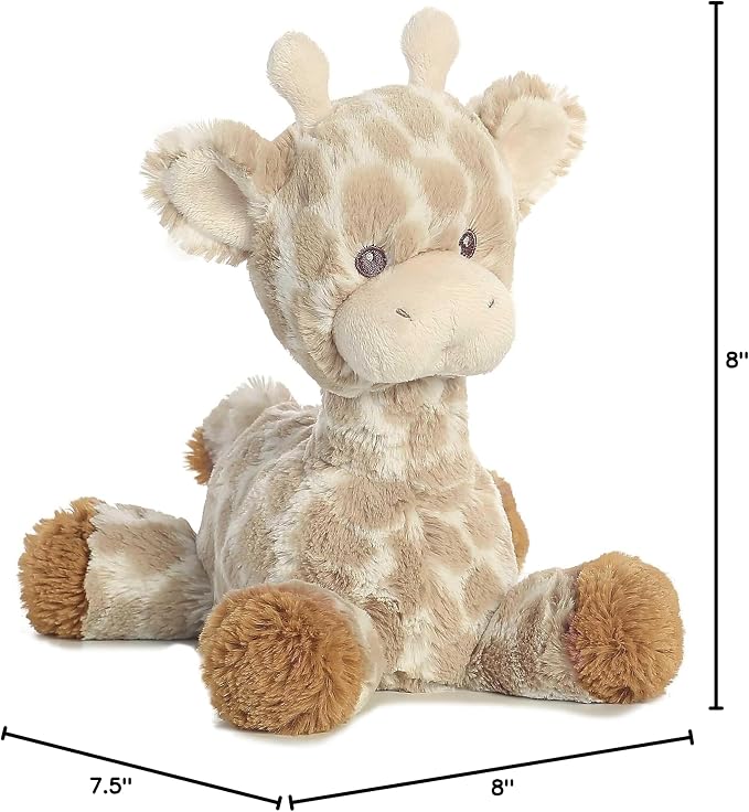 Aurora® Snuggly Loppy Giraffe™ Baby Stuffed Animal - Comforting Companion - Imaginative Play - Brown 8 Inches | Soft giraffe baby stuffed animal with gentle rattle, floppy legs, embroidered details, and cuddly 8 in size for play