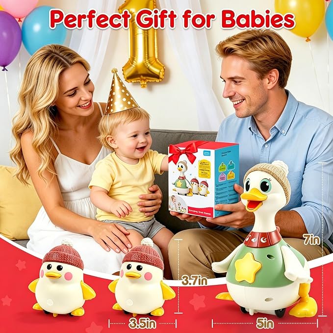 Baby Toys 6-12 Months: Musical Tummy Time Duck Toy for Infant Babies 6 7 8 9 10 12 18 Month Old Interactive Newborn Baby Crawling Toys for Christmas Gift Stocking Stuffers for Boy Girl 1 Year Old