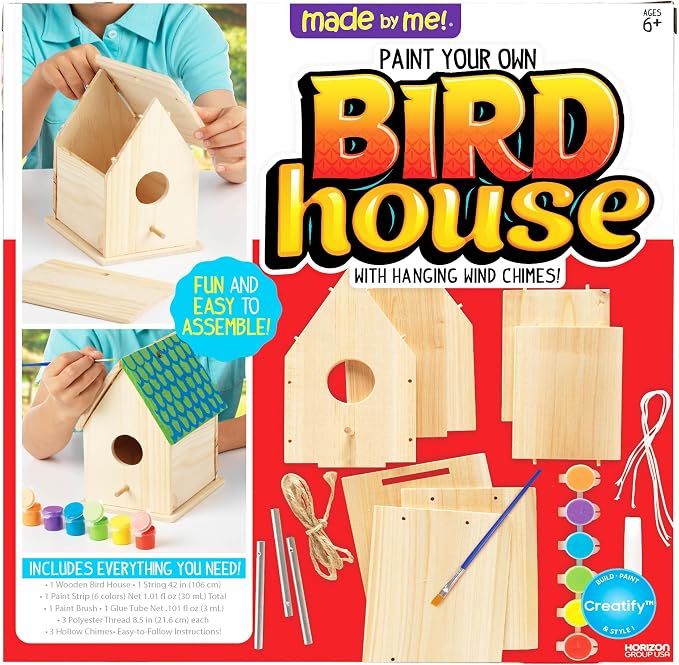 Made By Me Build & Paint Your Own Wooden Toys, DIY Wood Craft Kit, Easy to Assemble, Birdhouse