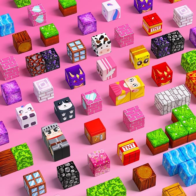 Magnetic Blocks for Girls, 100PCS 0.8inch Magnetic Building Blocks, Magnetic Cubes Sensory Toy for STEM Constructions Magnetic Blocks for Kids Ages 3 4 5 6 7 8 +, Girls Birthday Gifts