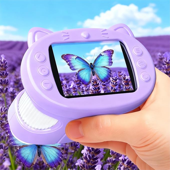 Handheld Digital Mini Microscope for Kids: 1000X 4K Portable Pocket 2.4" Screen Microscopes Toys STEM Electronic Learning Educational Science Kit 8-12 Birthday Gift 4 5 6 7 Year Old Boy Girl (Purple)