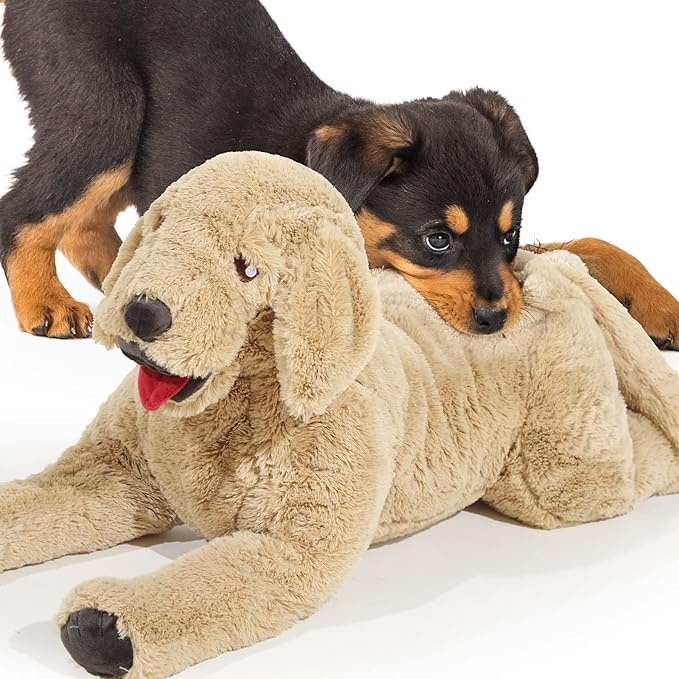 Geosar 33.5" Dog Stuffed Animals Plush, Soft Cuddly Golden Retriever Plush Toys, Large Stuffed Dog Hugging Pillow Gifts for Valentines Kids Girls Boys Birthday
