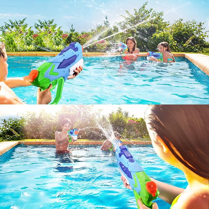 2 PCS Water Gun for Kids, Super Squirt Guns Water Soaker Blaster - 4 Shooting Modes Switch - 26 Ft Long Shooting Range - Quick Refill - Summer Water Toys Gun for Boys Girls Adults Outdoor Pool/Garden
