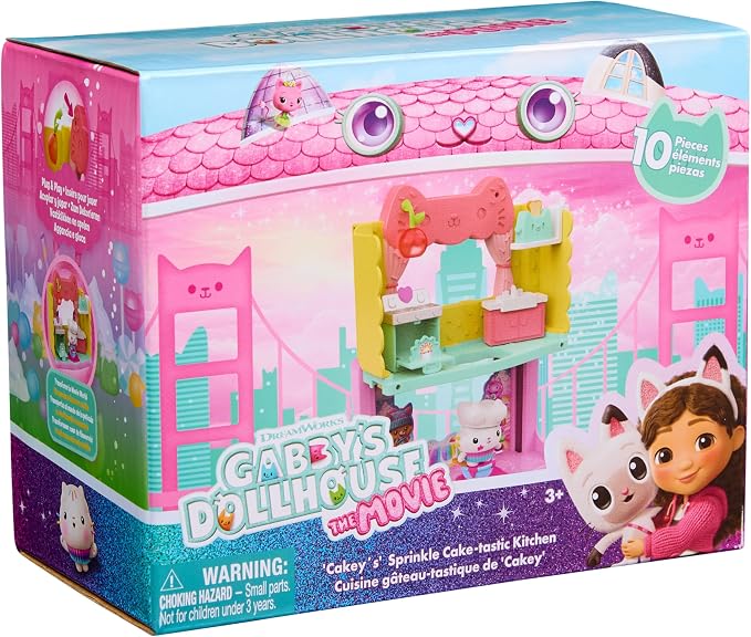 Gabby's Dollhouse: The Movie, Cakey's Sprinkle Cake-Tastic Kitchen, Toy Figure, & Dollhouse Accessories, Kids Toys for Girls & Boys Ages 3 and Up