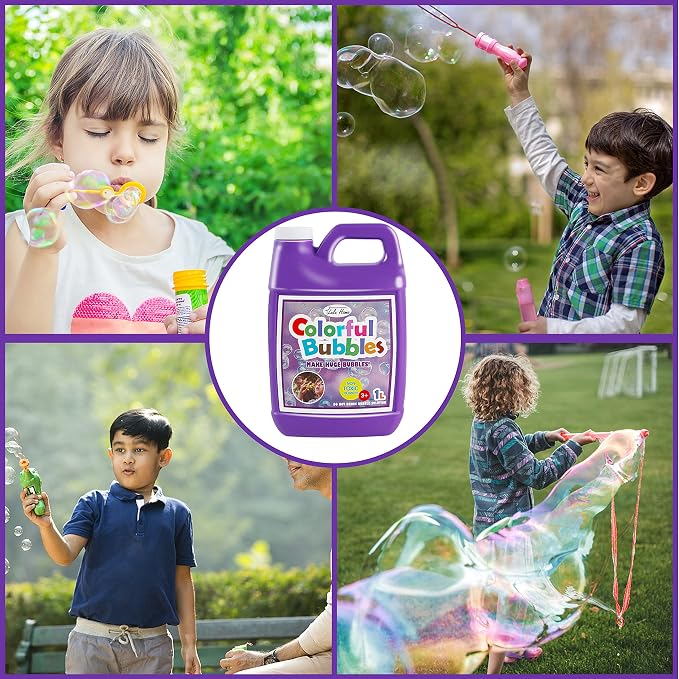 Lulu Home 2 Packs Bubble Concentrated Solution, 1 L/ 33.8 OZ Bubble Refill Solution for Kids Bubble Machine, Giant Bubble Wand, Bubble Blower Toys, Birthday Party Favors (Purple Bottle)