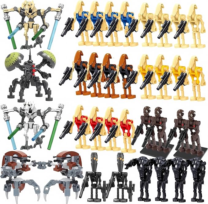 Toysvill Battle Robots Building Block Set, 35 PCS Military Droid Minifigures with Weapons, Construction Toy