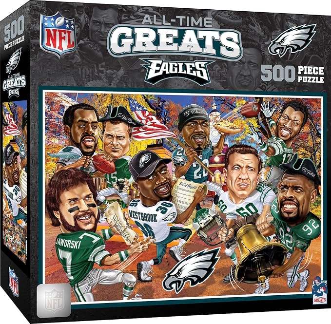 MasterPieces 500 Piece Sports Jigsaw Puzzle for Adults - NFL Philadelphia Eagles All-Time Greats - 15x21