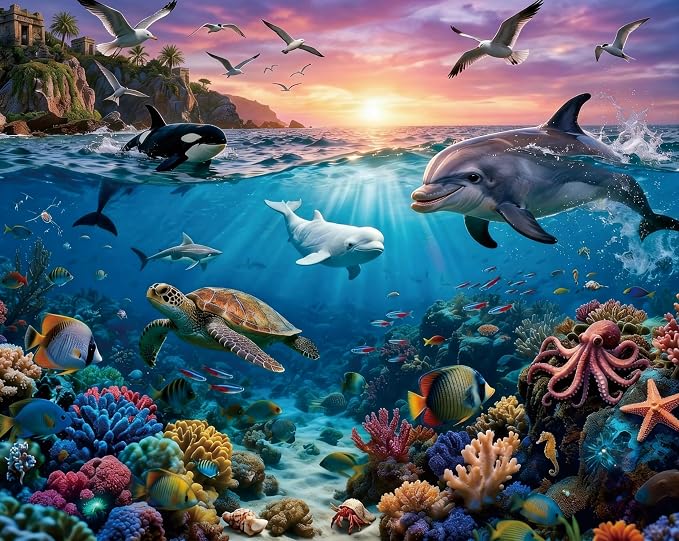 100 Pieces Puzzles for Kids Ages 4-8, Ocean World Educational Kids 100 Piece Puzzle, Children Jigsaw Puzzles Kids Puzzles, Educational Learning Puzzle Toys for Girls and Boys