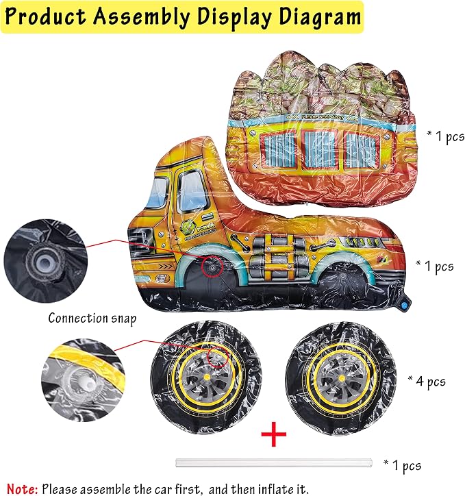 Construction Balloon Standing Dump Truck Vehicle Birthday Foil Balloon | For Construction Vehicle Transportation Birthday Theme Party Baby Shower Decoration Supplies