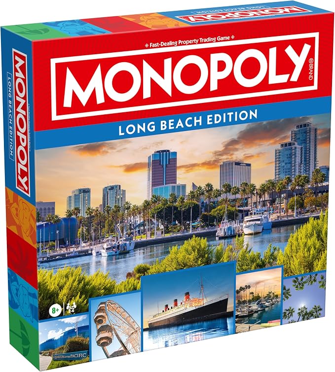 Monopoly Board Game – Long Beach, CA Edition: 2-6 Players Family Board Games for Kids and Adults, Board Games for Kids 8 and Up, Great for Game Night