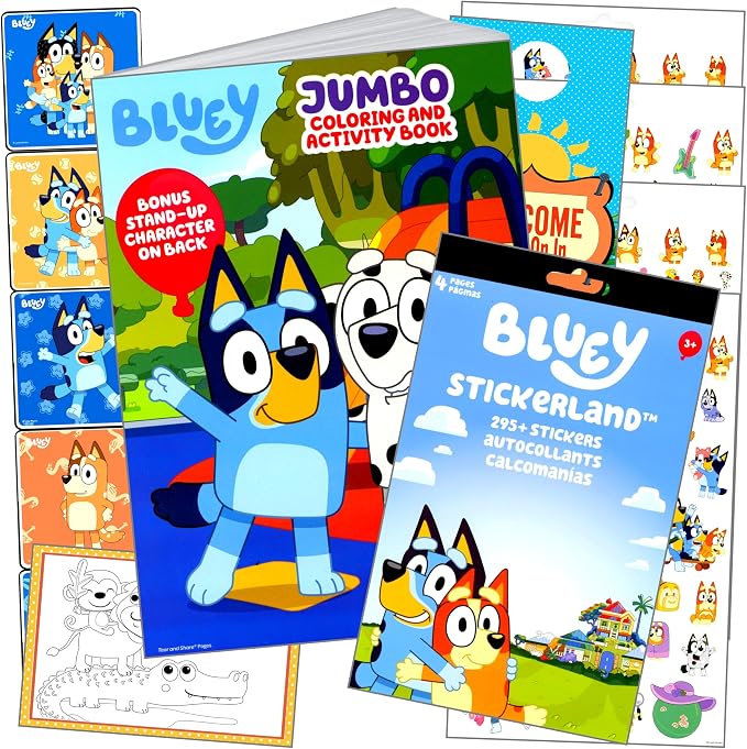 Bendon Bluey Coloring Activity Set with Bluey Stickers, Coloring Book, Reward Sticker Set, and More