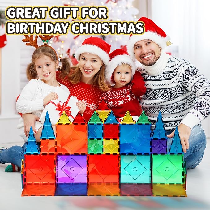Mruikeny 14 Piece Large Magnetic Tiles Kids Toys, Big Magnetic Tiles STEM Large Magnetic Blocks Preschool Learning Magnet for Kids Ages 3-5 4-8, Sensory Montessori Toys for 3+ Boys and Girls
