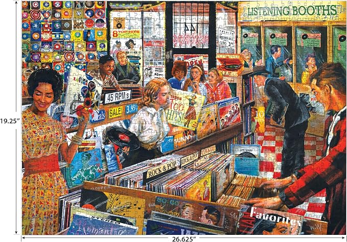 RoseArt - Back to The Past - Record Store - 1000 Piece Jigsaw Puzzle for Adults