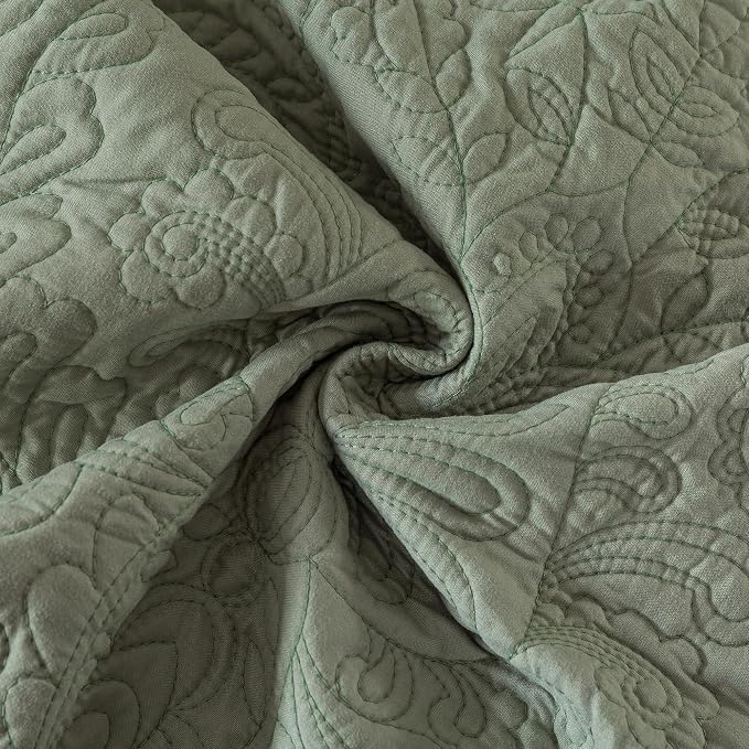 HoneiLife Queen Quilt Bedding Sets - Microfiber Quilt Sets for Queen Bed, 3-Piece Lightweight Bedspreads,Reversible Coverlets Rustic Bedlinen Sets, Embroidered Bedding Sets All Season Quilts