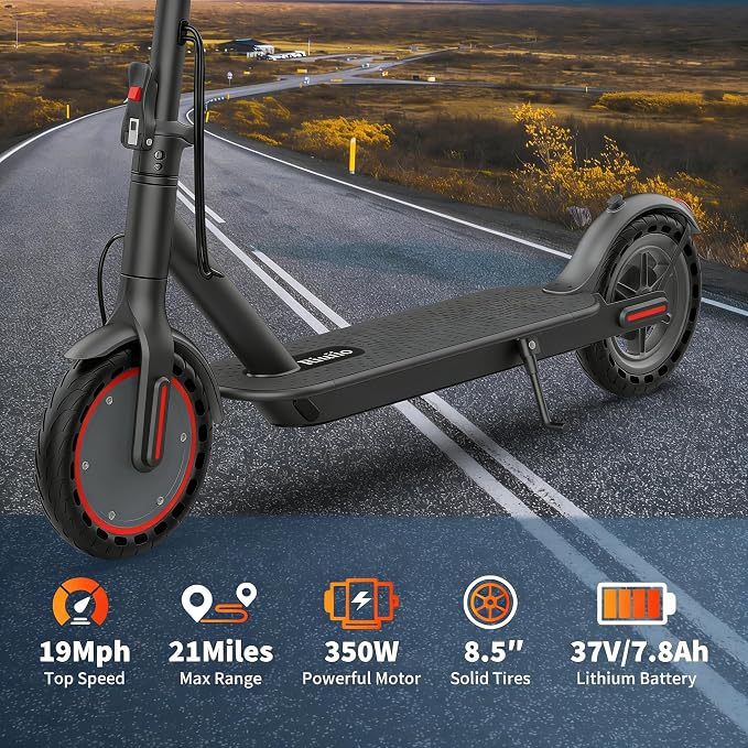 Electric Scooter, 350W-500W Motor, 9 MPH to 22MPH, 10-41 Miles Range, Dual Suspension, Dual Braking, App Control, Foldable Commuter E Scooter for Adults and Teens
