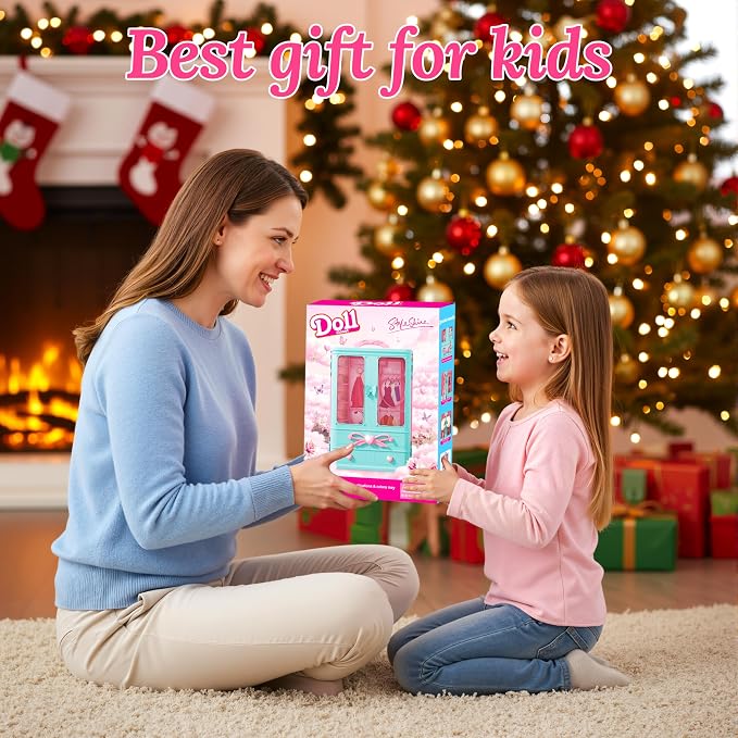 Style Shine 70 Pcs Doll Closet with Clothes & Accessories Playset,2 Wedding Gowns 6 Fashion Dresses 2 Tops 2 Pants 2 Swimsuits 10 Shoes 20 Hangers 27 Accessories Toys for Girls Kids Gifts