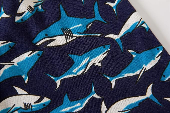 Popshion Little Boys 2 Piece Short Pajamas Train Shark Sleepwear 100% Cotton Toddler Dinosaur Pjs Summer Kids Clothes 2-7T