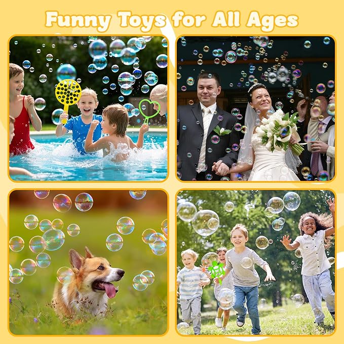 Bubble Wands Set for Kids,17 pcs Assorted Bubble Wands with Tray, Big Bubble Maker Wand for Kids Summer Outdoor Games,Birthday Party,Family Event,Gifts for Bubble Lovers